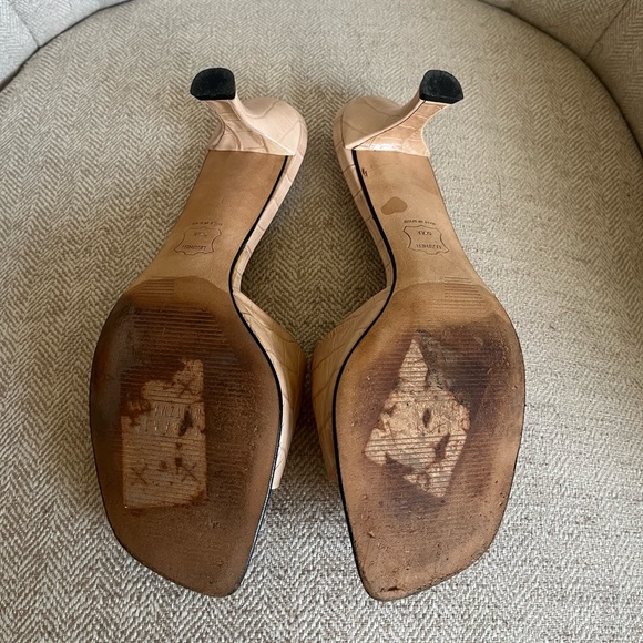 SOLD Stuart Weitzman Kitten Heeled Mules Peep Toe - Picture 6 of 7